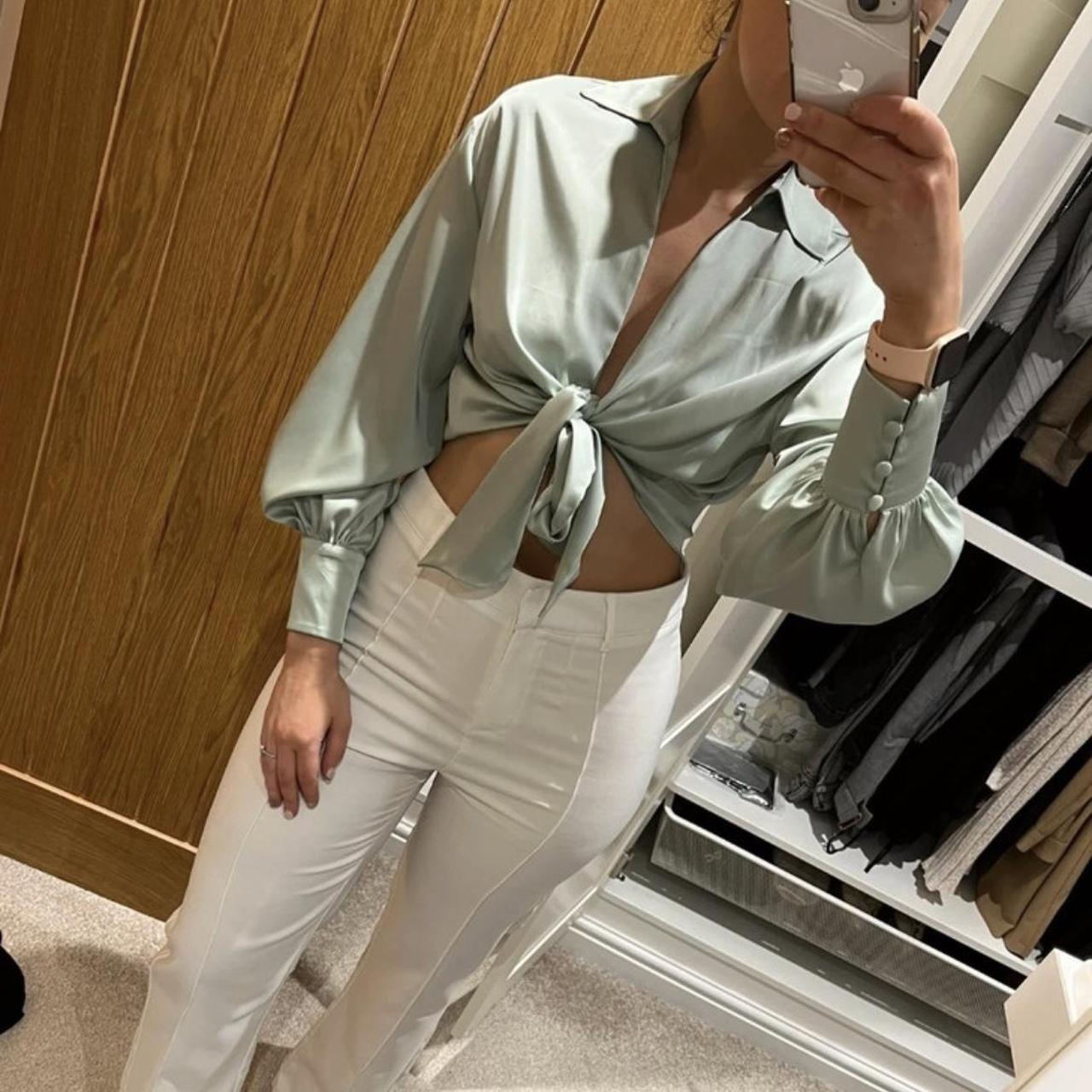 River Island sage green tie crop top Brand new... Depop