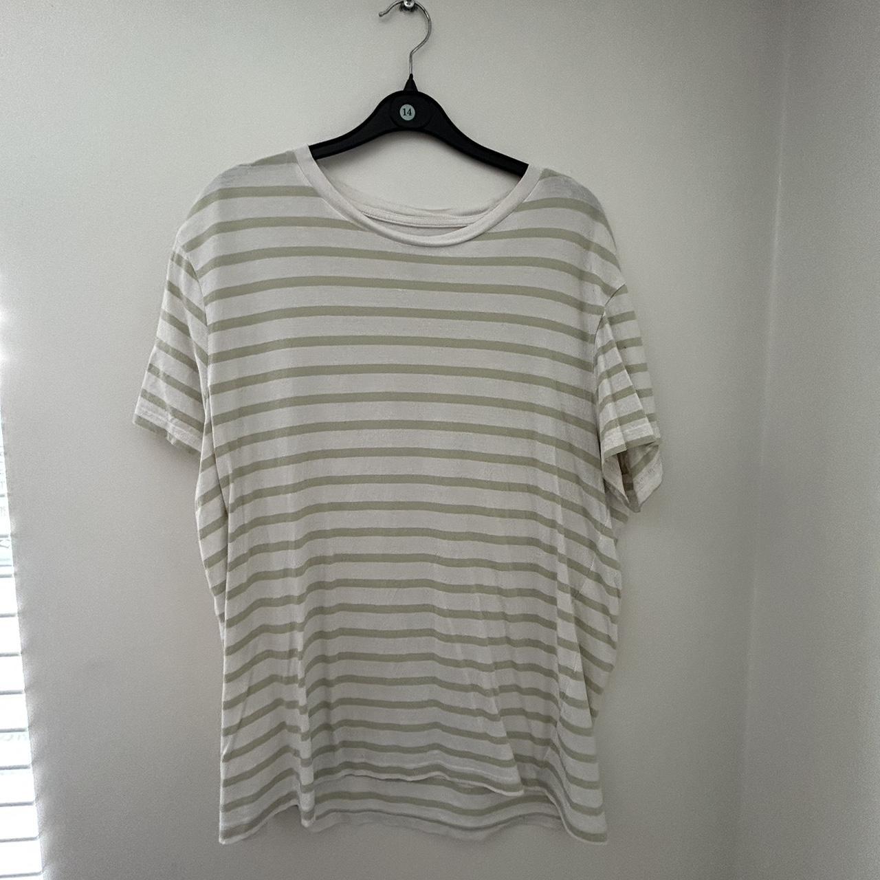 👕Green + White Striped H&M T-Shirt 🧵Worn but in good... - Depop