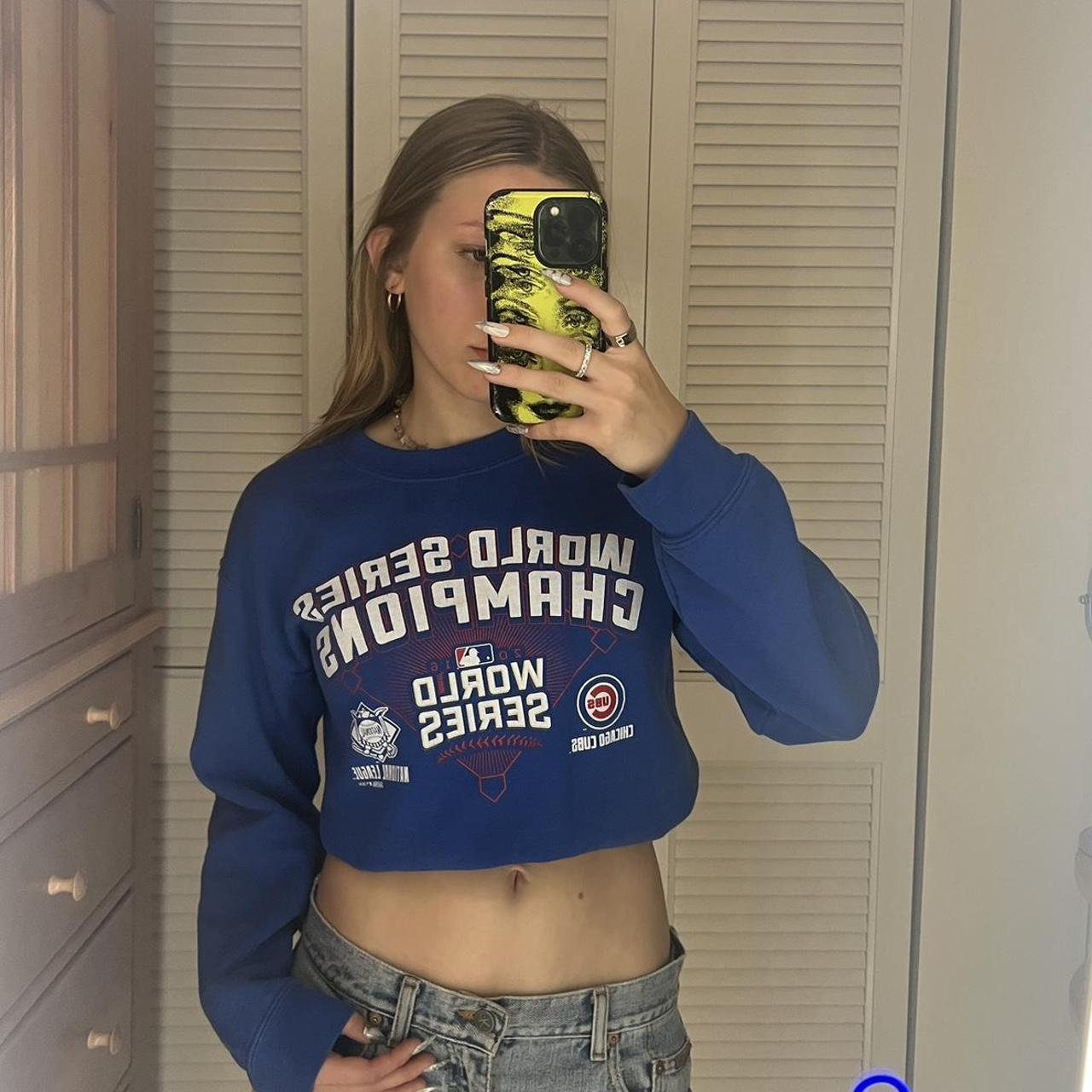 Chicago Cubs Hooded Crop Sweatshirt