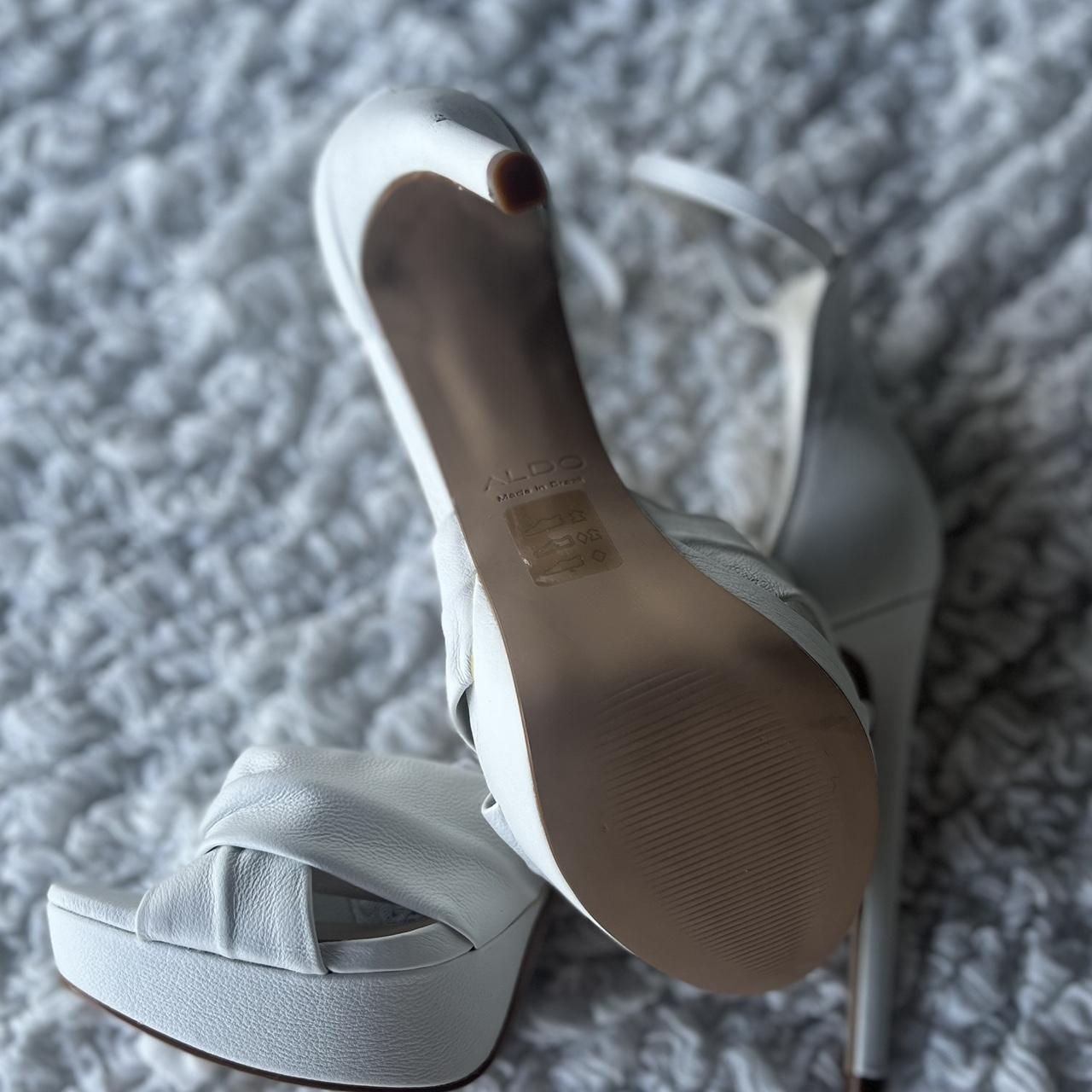 Aldo white stiletto heels with thin ankle strap New... - Depop