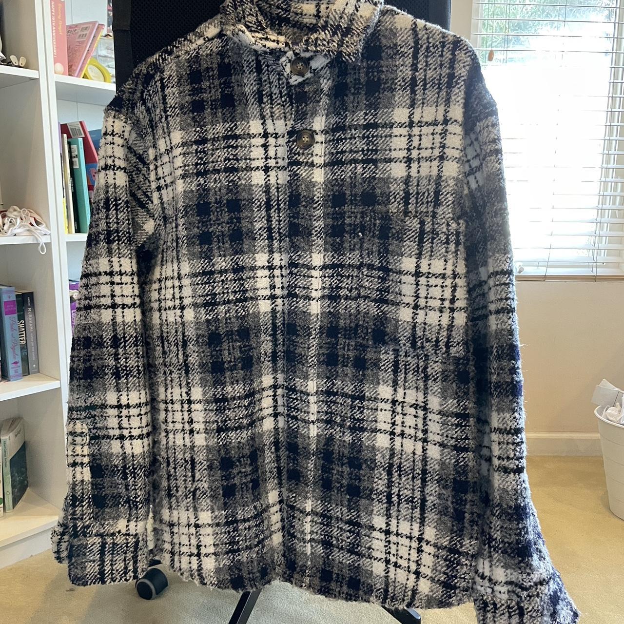 small black and white fucking awesome flannel 8/10... - Depop