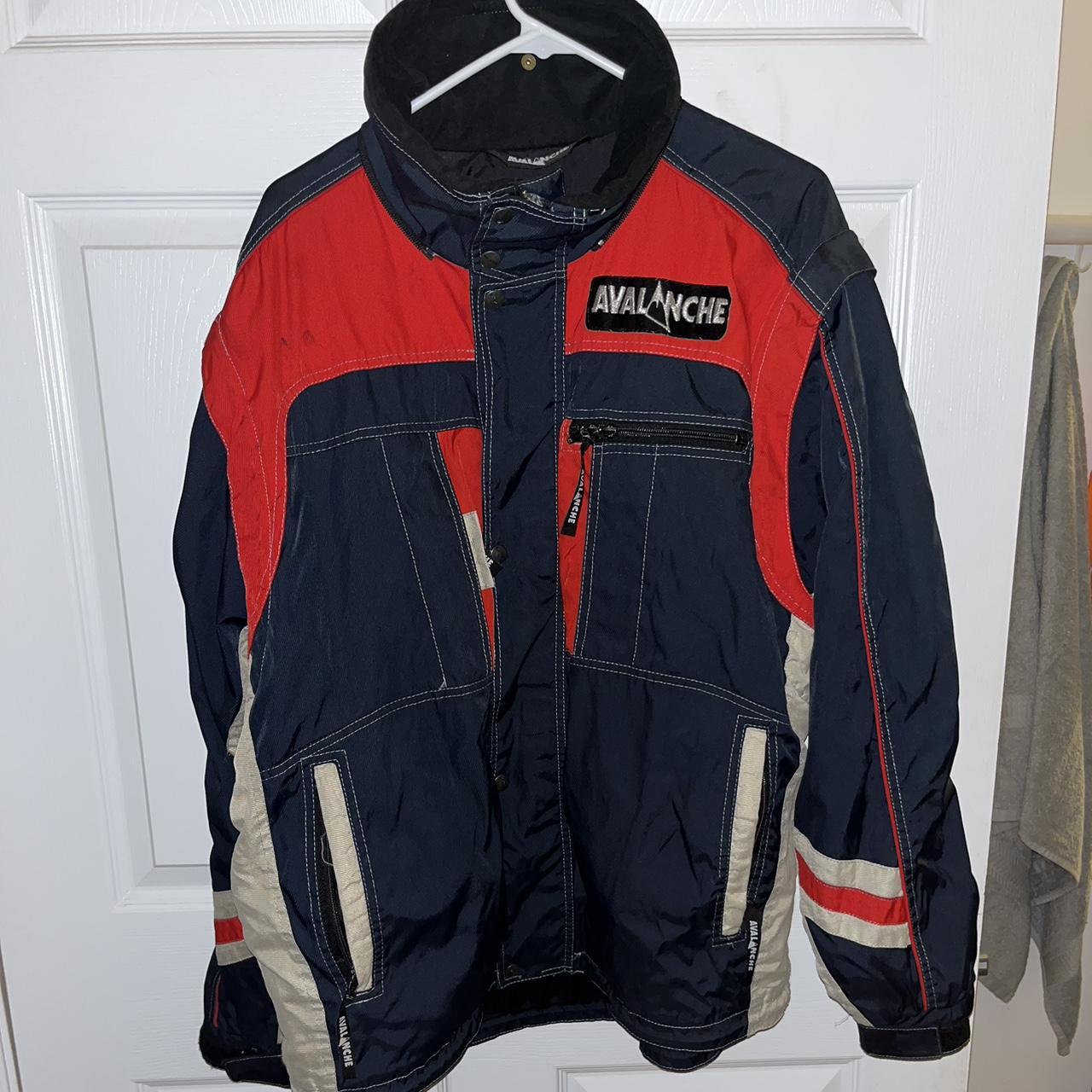 Avalanche Canadian Skiing jacket. Navy blue and red... - Depop