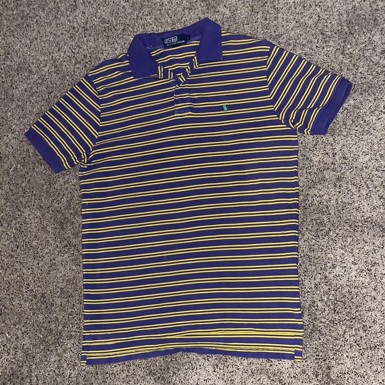 Early 2000's classic striped Polo by Ralph Lauren.... - Depop