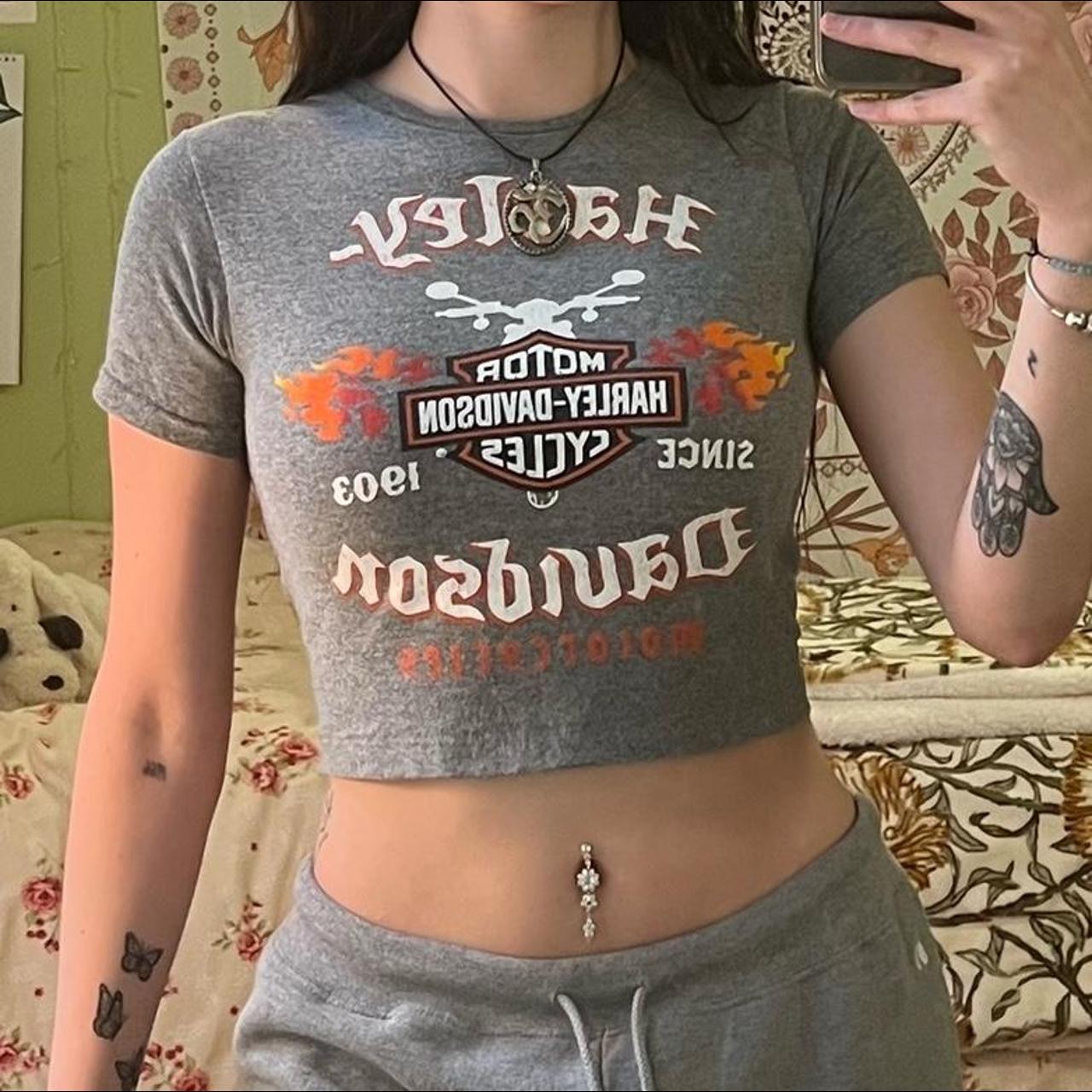 harley davidson crop top vintage