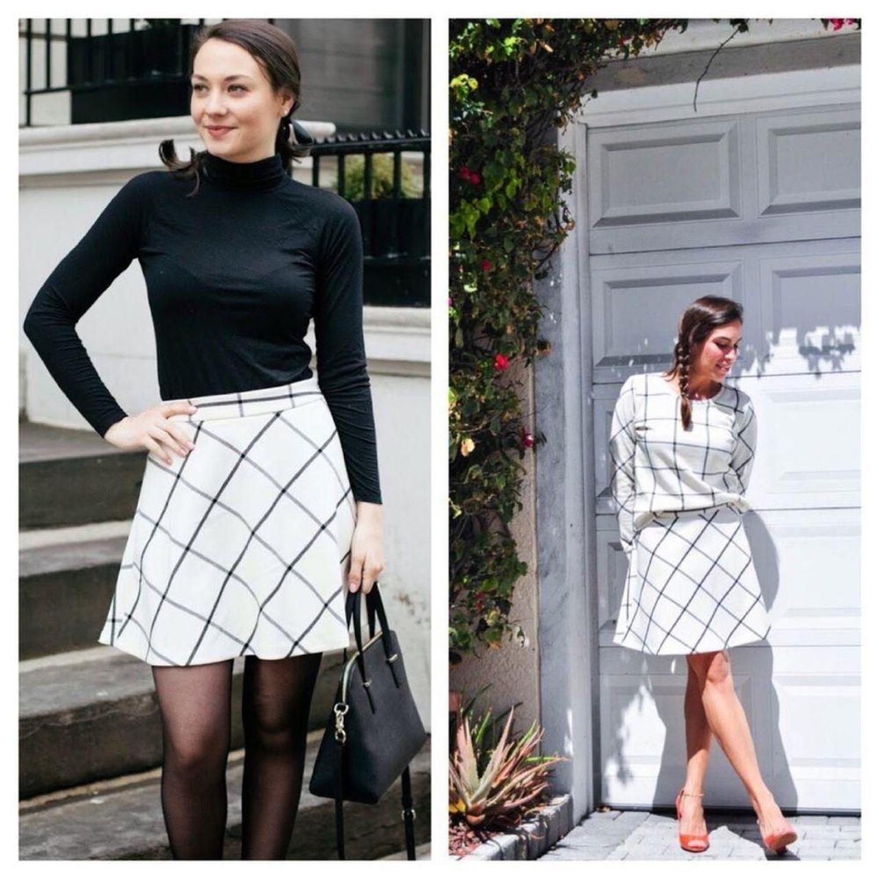 LOFT Windowpane Skater Skirt. Blogger favorite . Depop