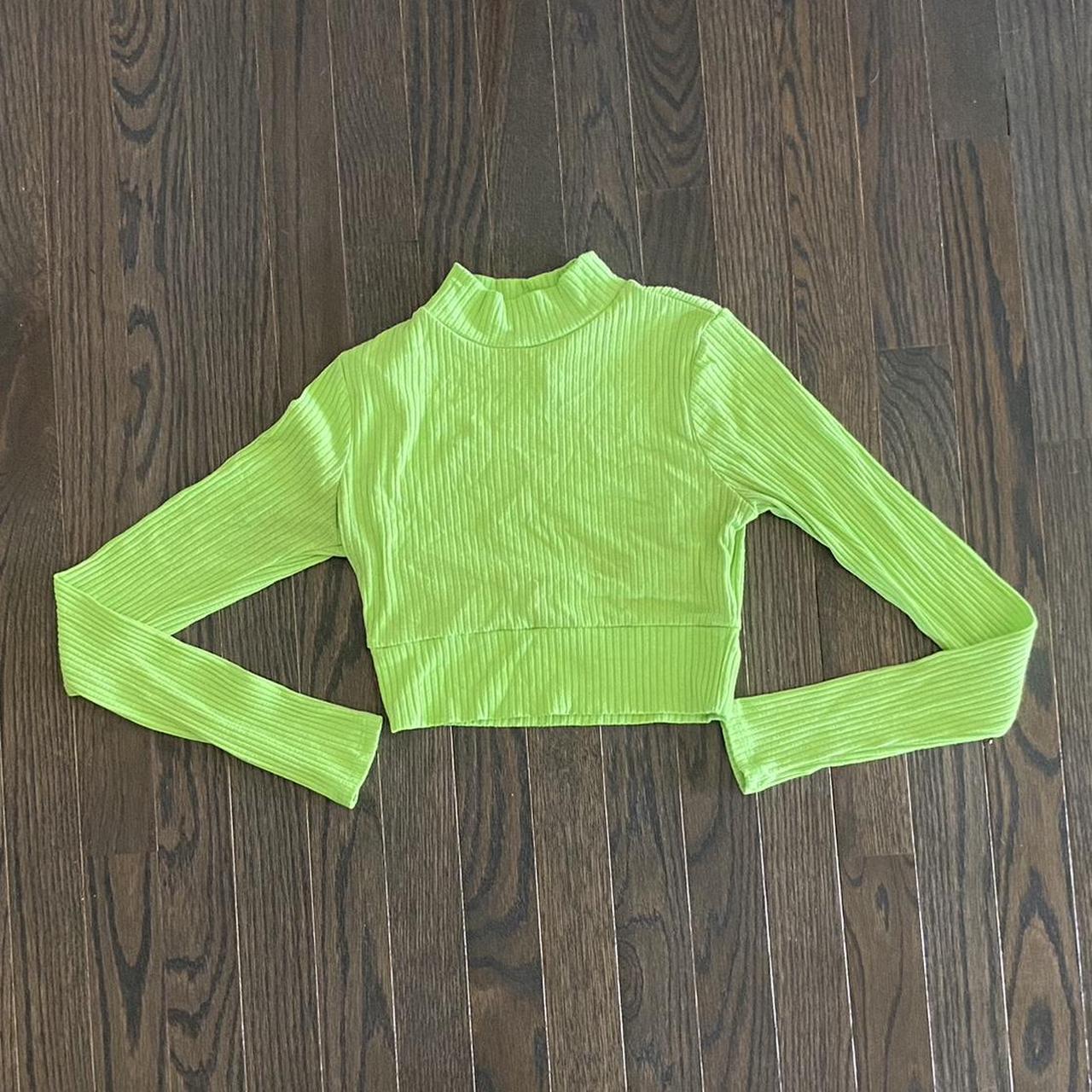 Crop Top Neon Green Mock Neck Top Coperni // Neon Green Mock Neck