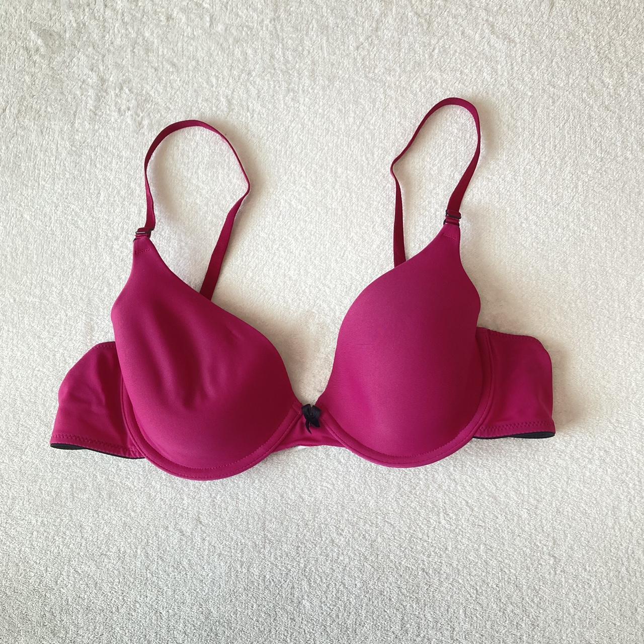 Hot pink fuchsia Maidenform bra. The black bow... - Depop