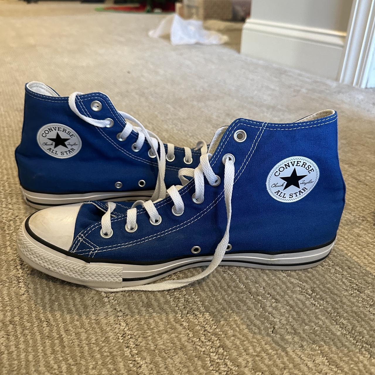 Converse all star high top shoes, blue, size 10.5... - Depop