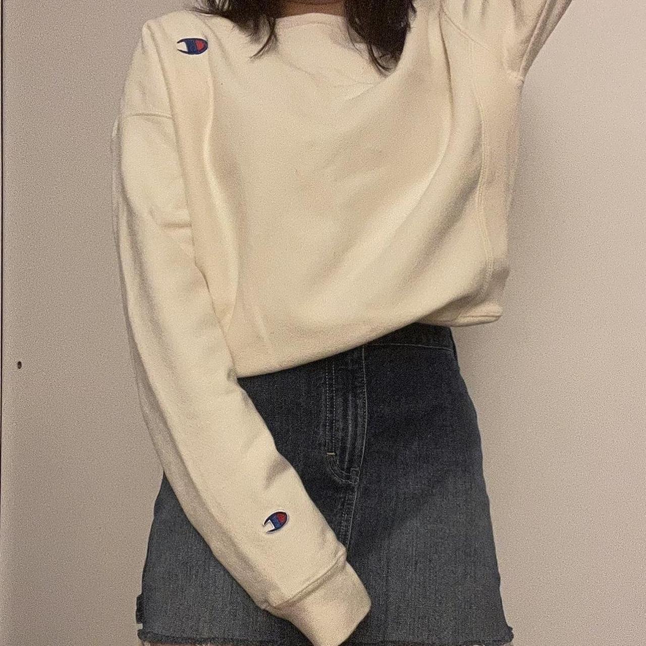 Cream champion sales sweatshirt