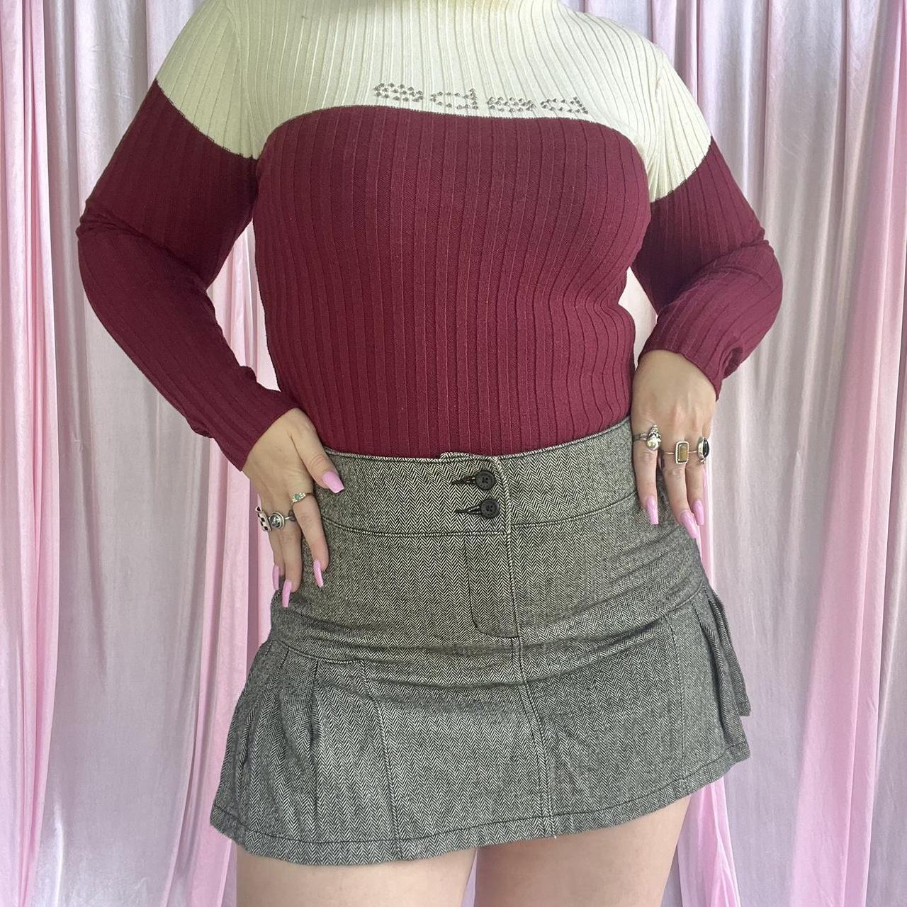 Y2K Tommy Hilfiger Tweed Accordion Mini skirt ... - Depop