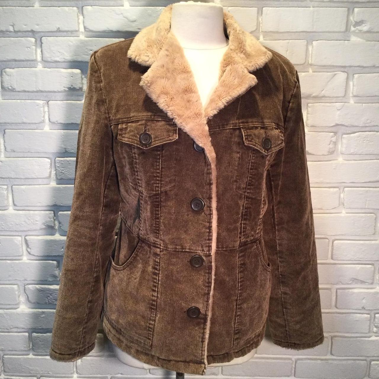 Y2K Esprit corduroy jacket trimmed with faux fur.... Depop