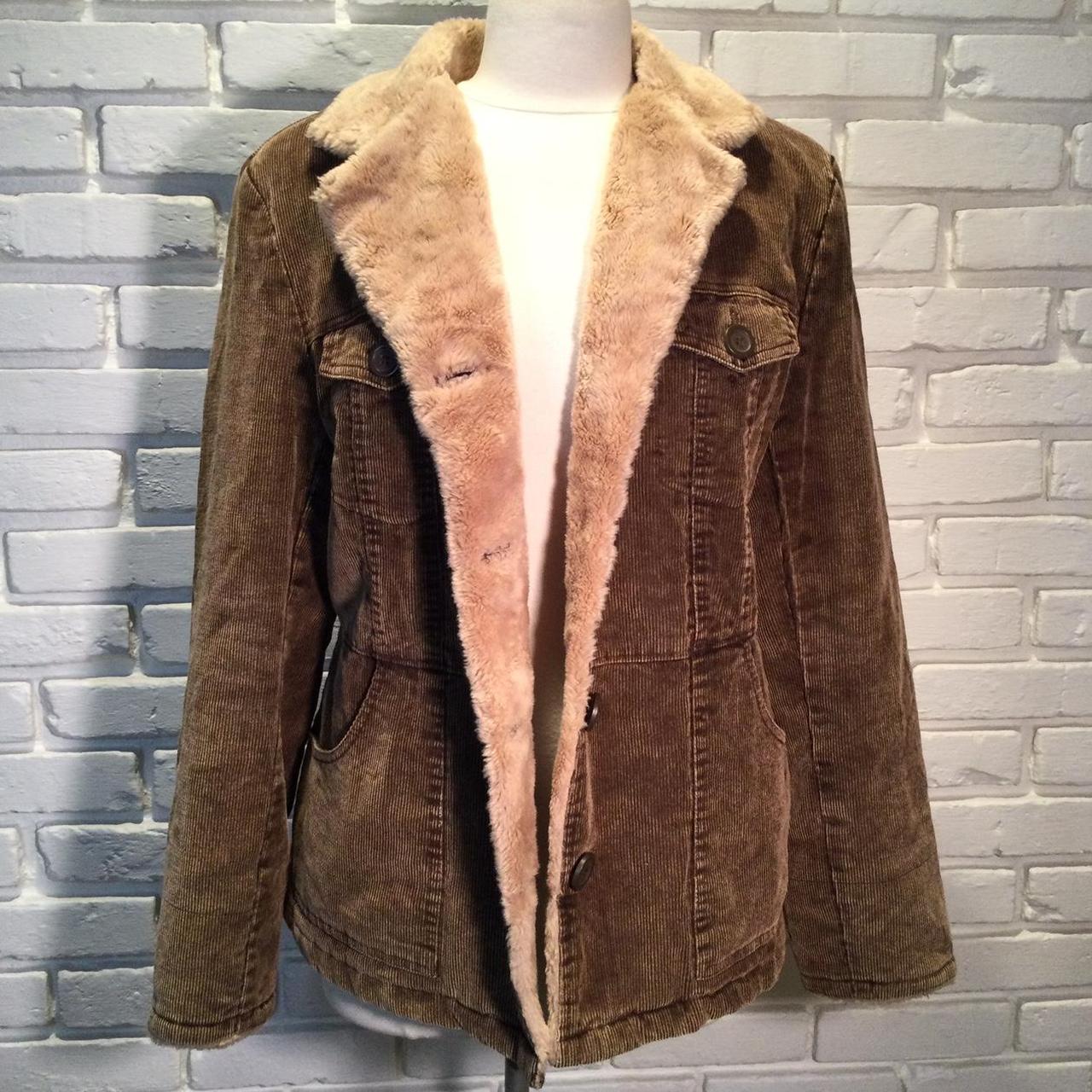 Y2K Esprit corduroy jacket trimmed with faux fur.... Depop