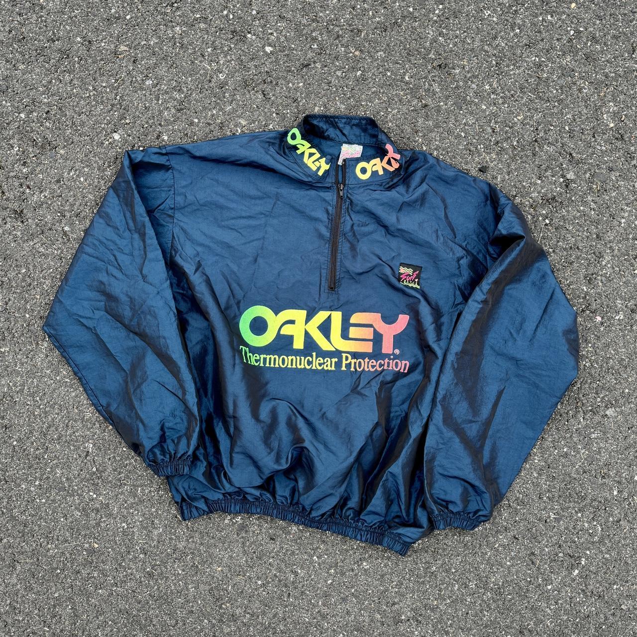 ジャケット・アウター Oakley Neon Zip Windbreaker Jacket Oakley Surf Style Neon Thermonuclear Protection 1/4 Zip