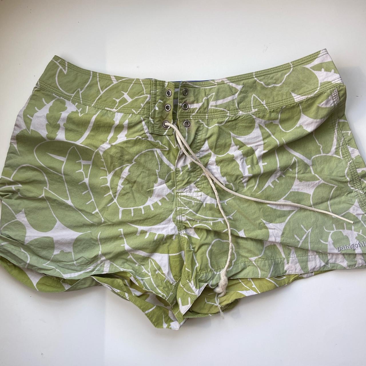 Patagonia Women's Green and White Shorts Depop