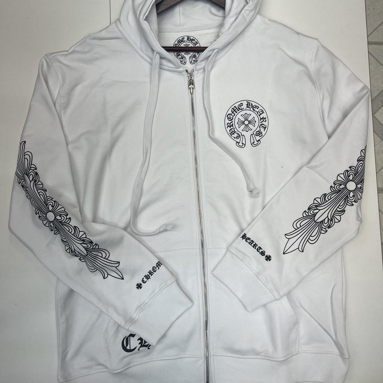 Chrome Hearts Men's White and Black Jacket | Depop