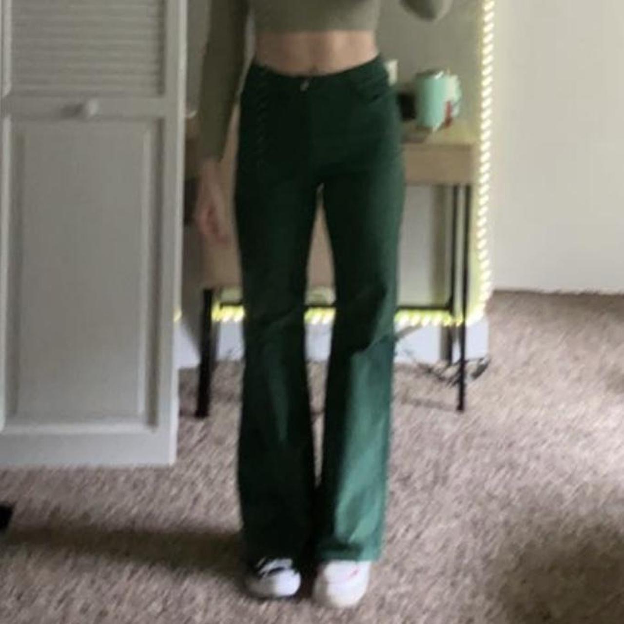 Princess Polly Women's Green Trousers Depop