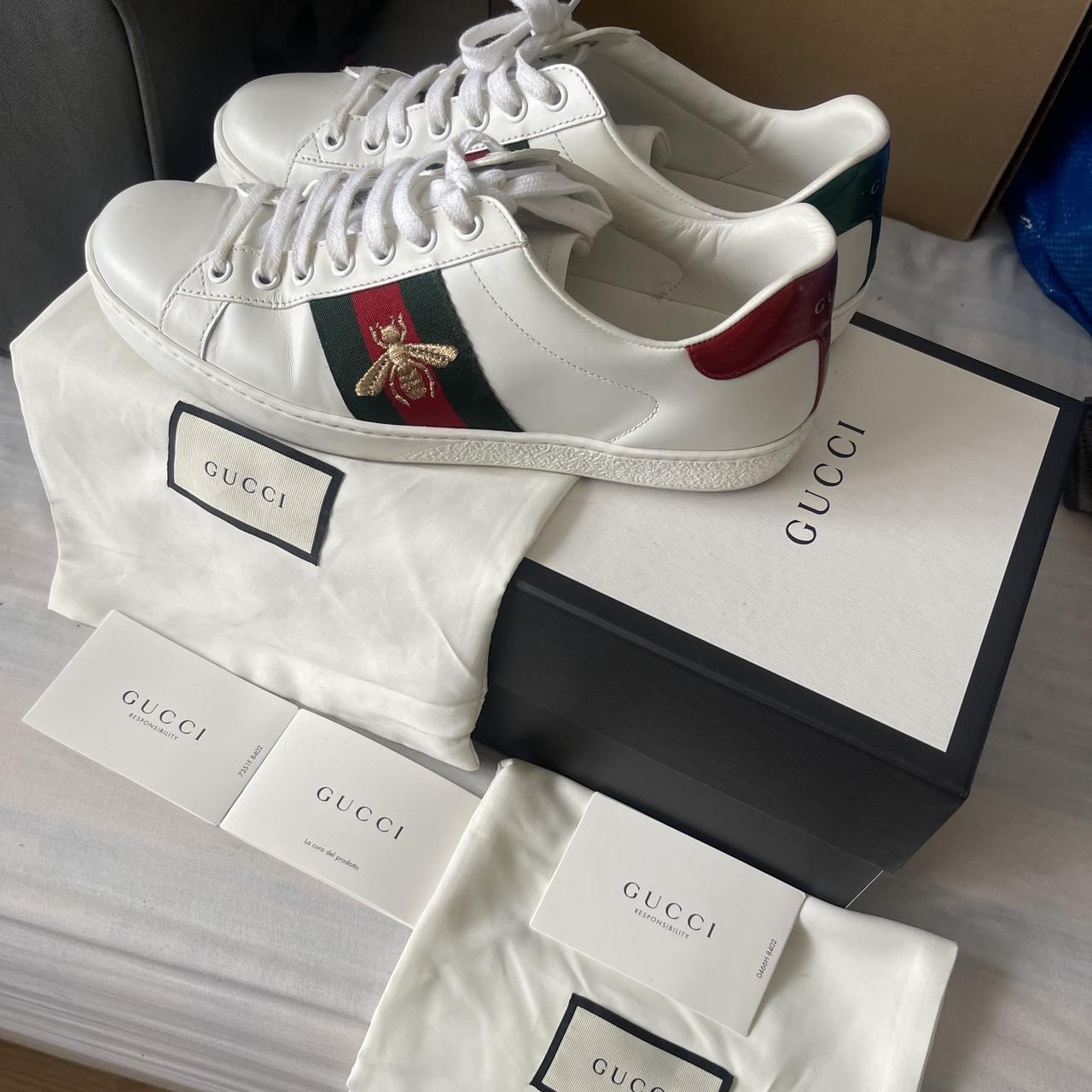 Gucci white men/ women’s trainers 6.5 UK size With... - Depop