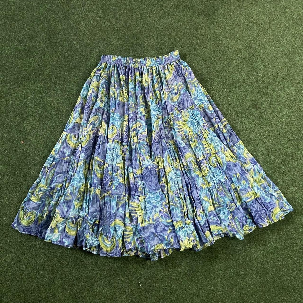 Vintage Women s Maxi Skirt Blue Green M