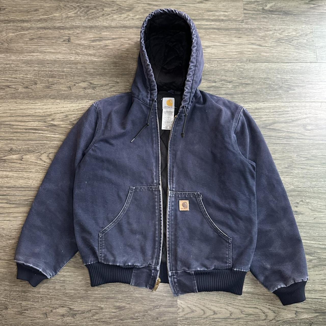 Vintage Carhartt Active Jacket J130 MDT faded navy... - Depop