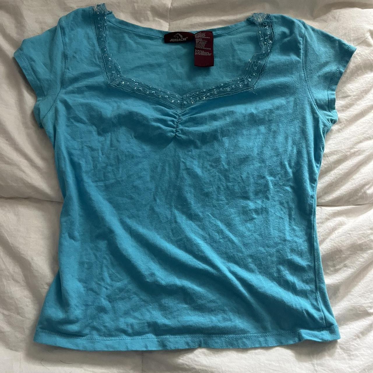 jordache teal y2k top #y2k #vintage #90s #depopusa... - Depop