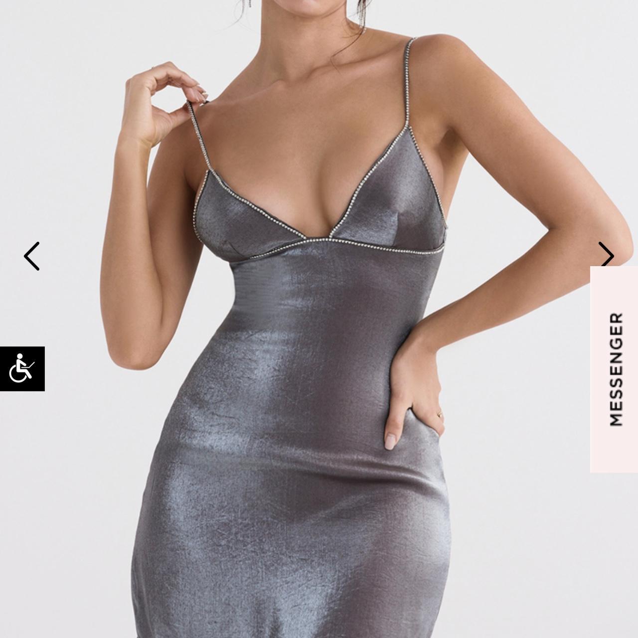 House Of Cb Grey Mini Dress Mini Dress House Of CB Silver Size L