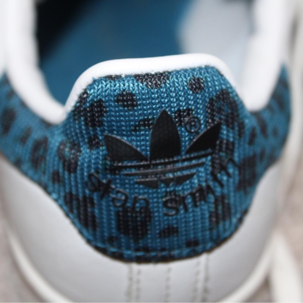 blue cheeta print stan smith sneakers size Depop