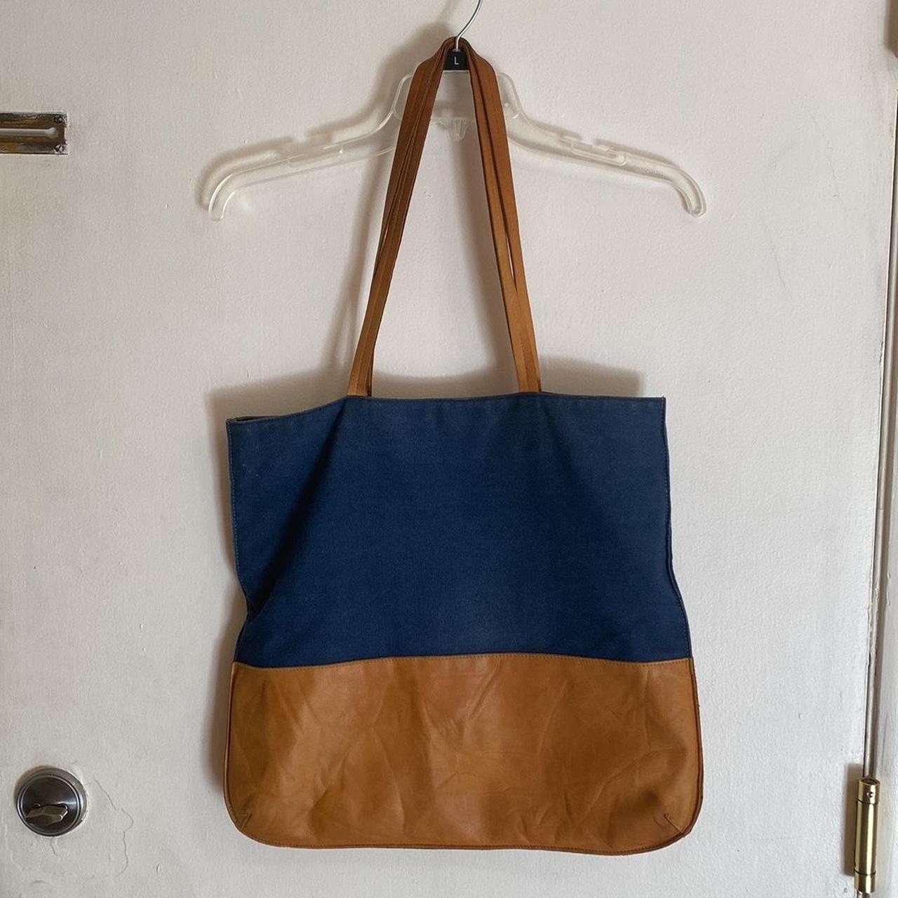 Canvas and leather tote online bag hearth and hand