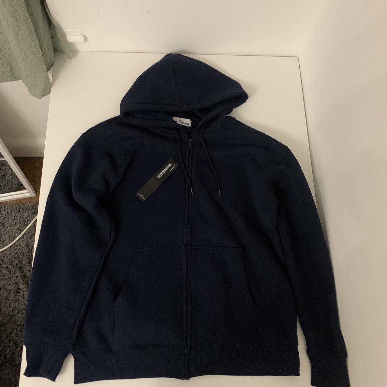 Navy Blue Stone island Hoodie #zip #blue... - Depop