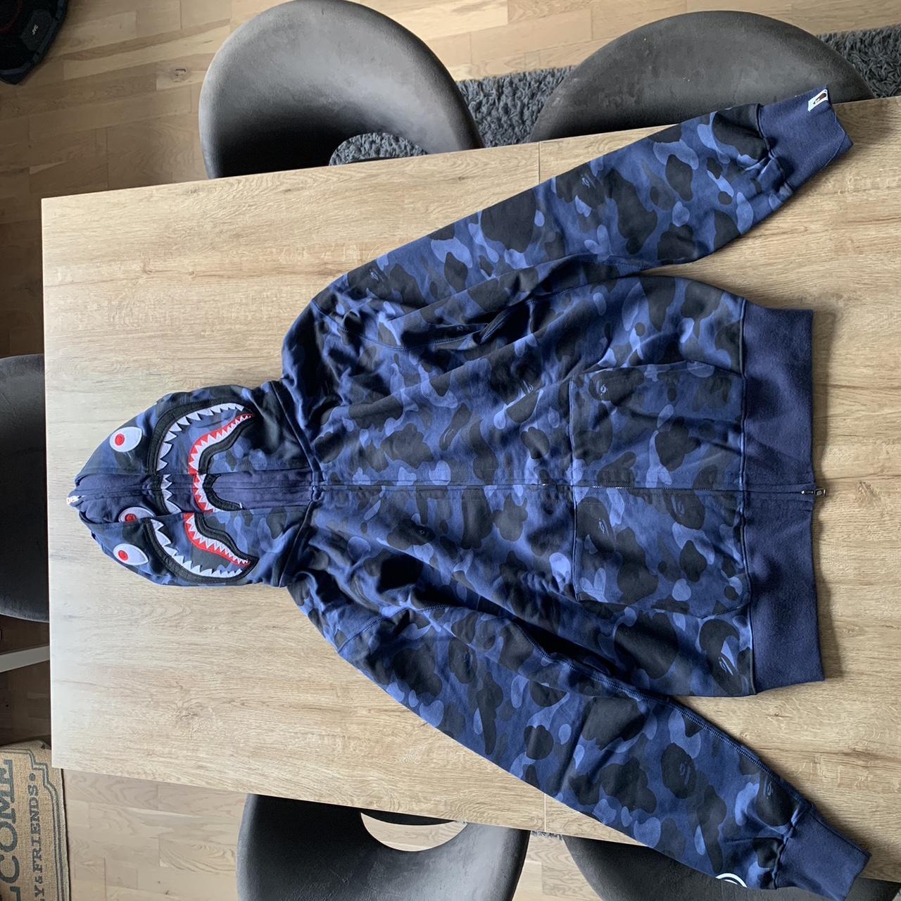 Bape color camo shark full zip hoodie on sale blue