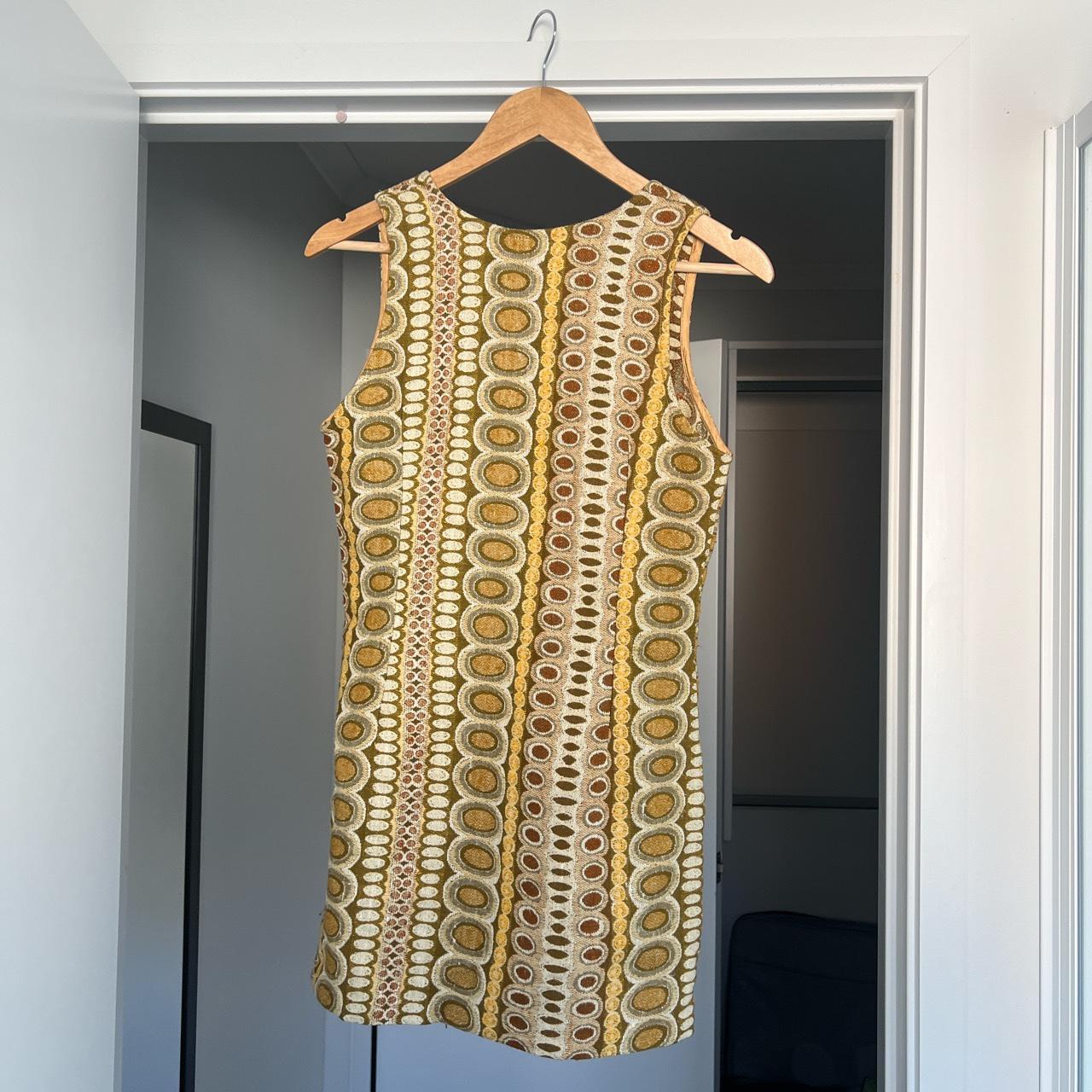 Women's Yellow and Tan Dress Depop