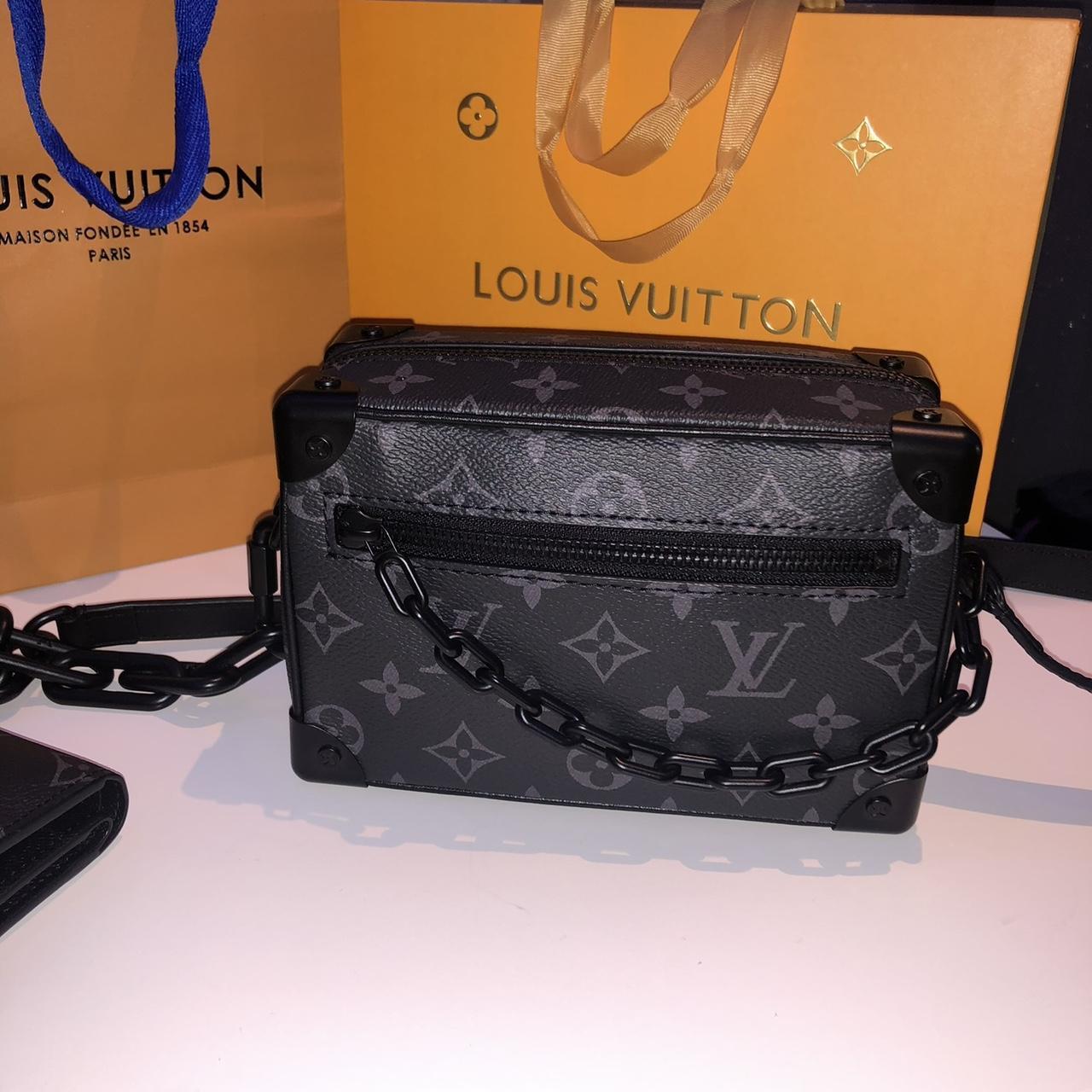 Louis Vuitton mini trunk bag Leather bag with chain... - Depop