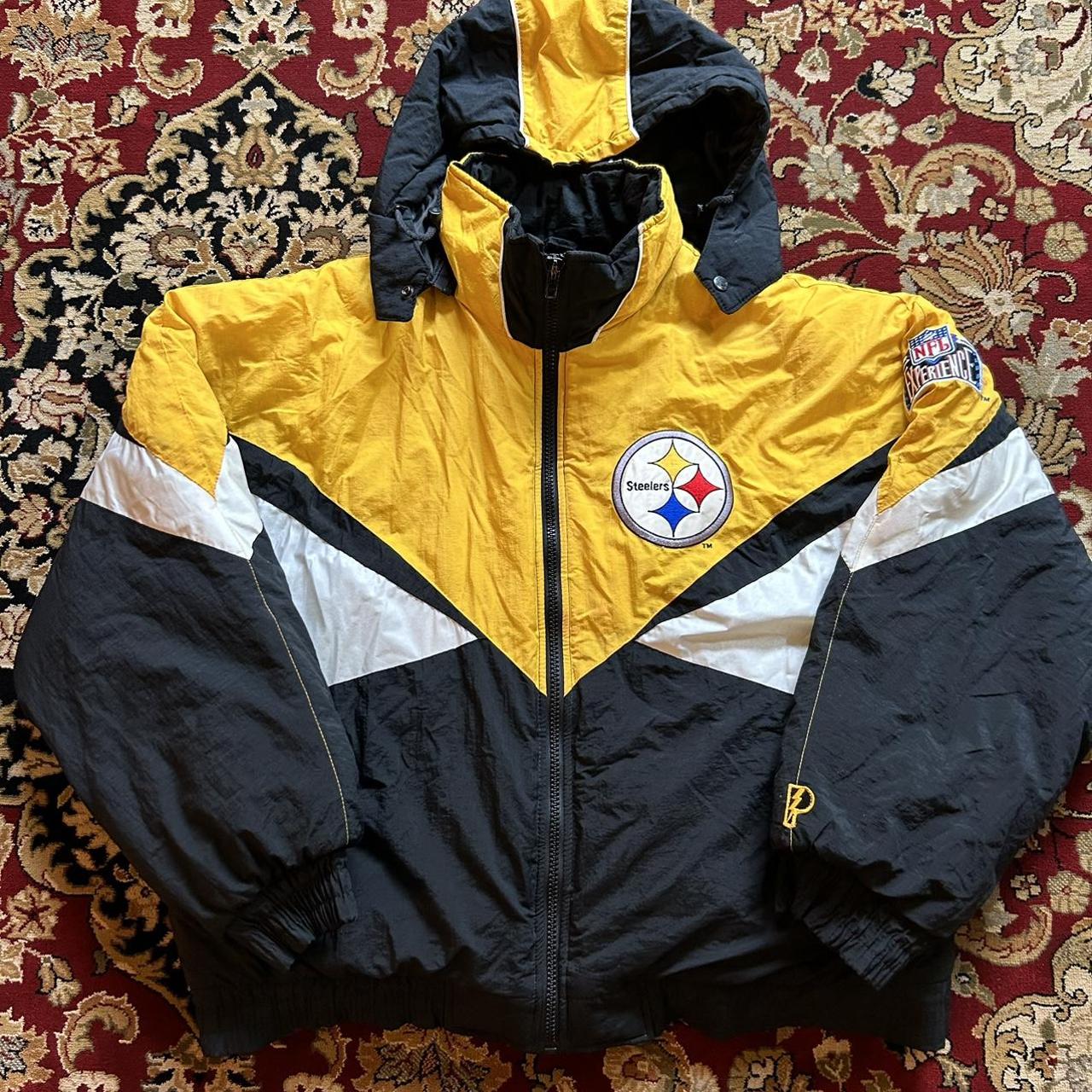 Vintage 90s Steelers Pro Player Puffer Jacket. Large - Depop