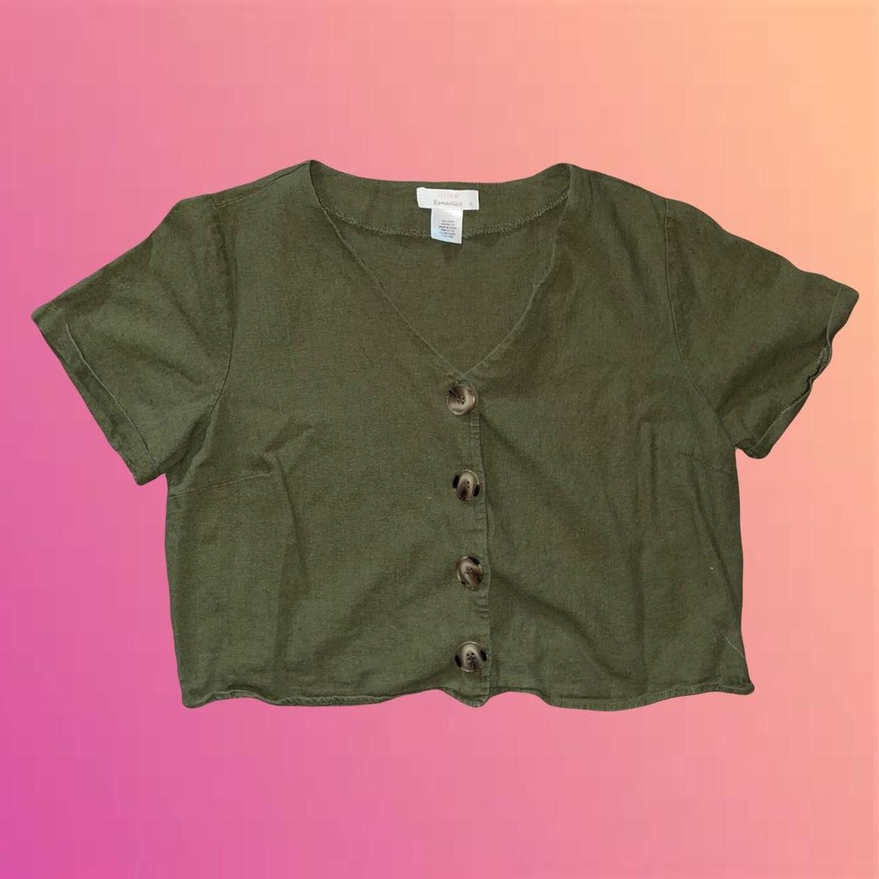 Women's Green and Khaki Croptop Depop
