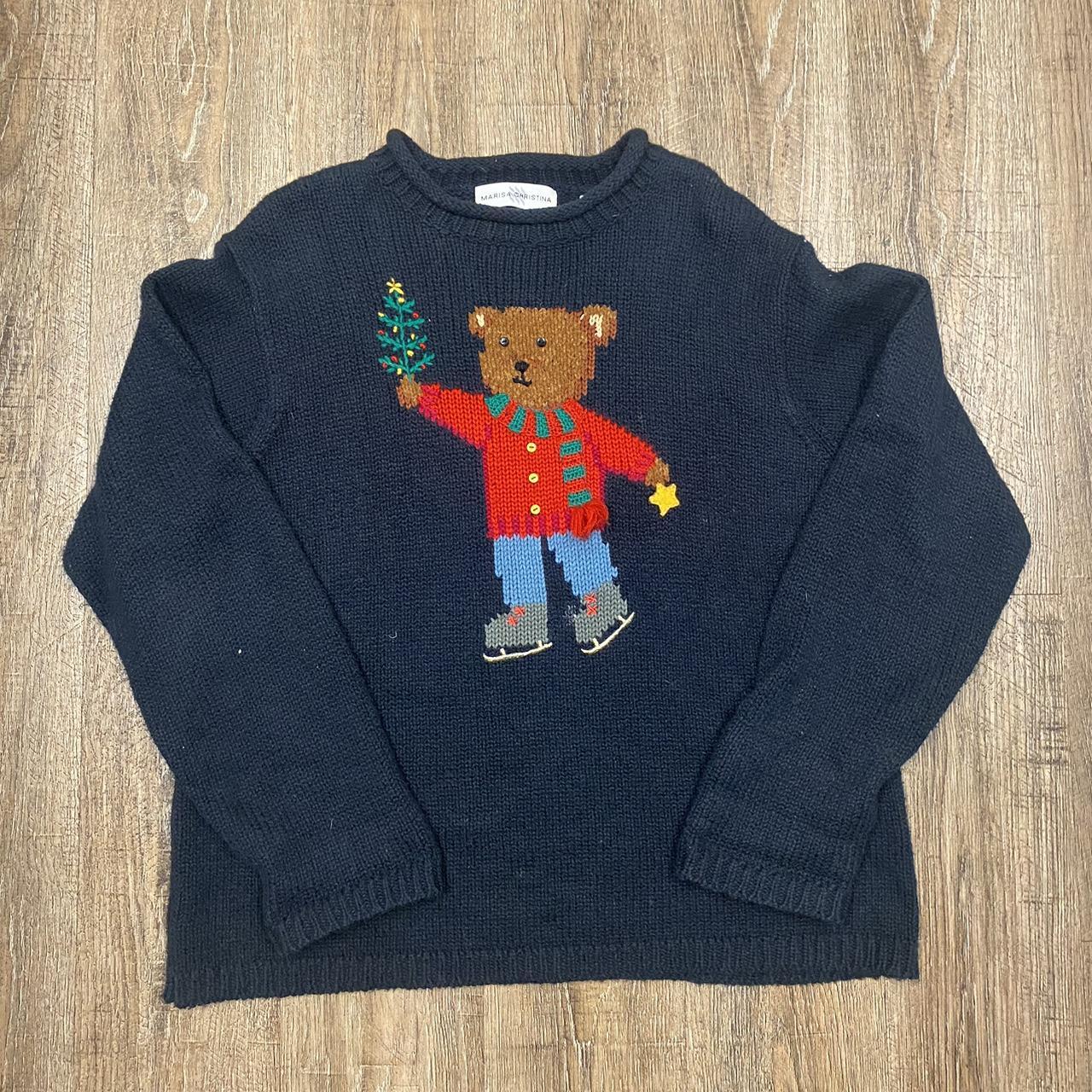 Vintage Christmas teddy bear sweatshirt Size XL... - Depop