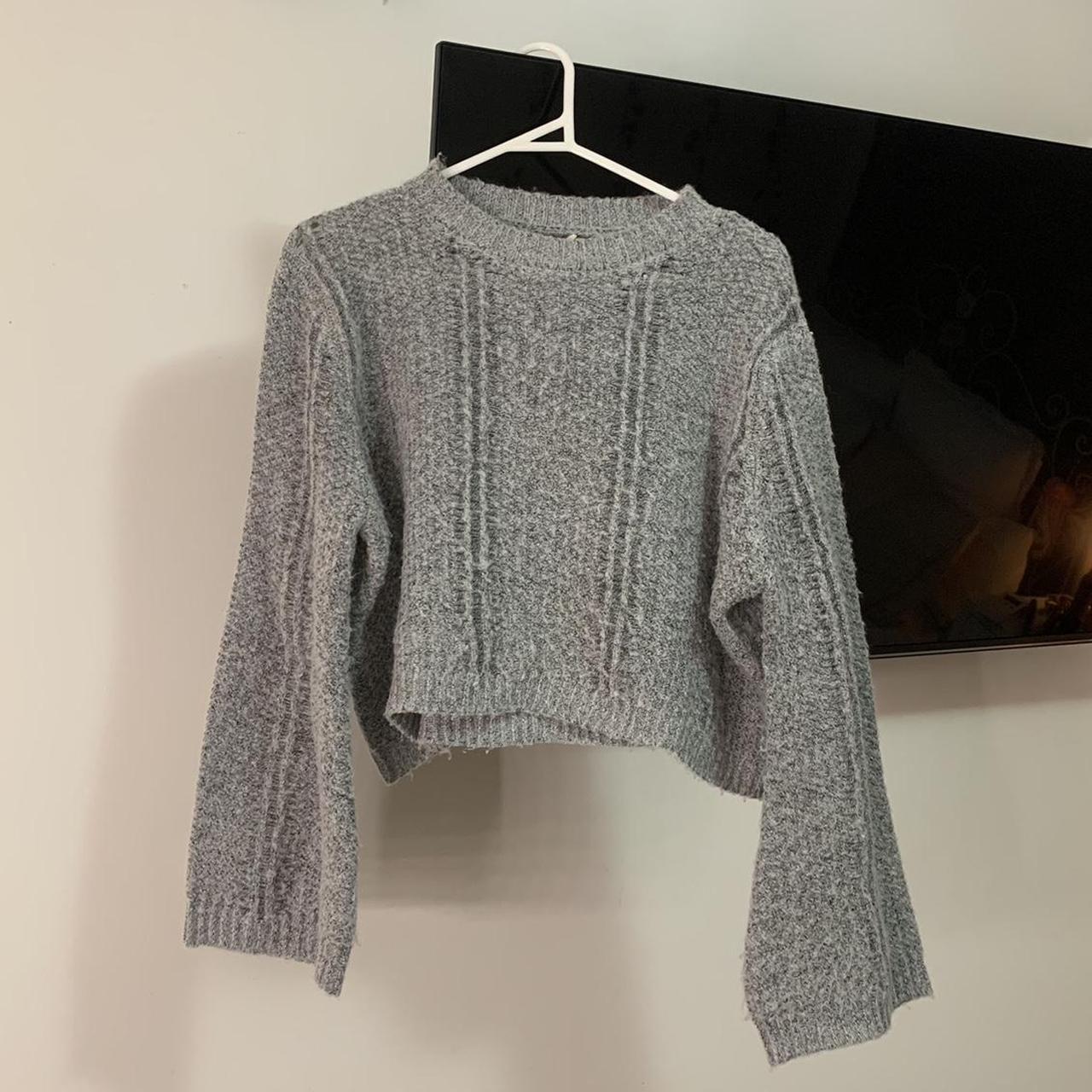 Pavement grey knit jumper with slightly flared... - Depop