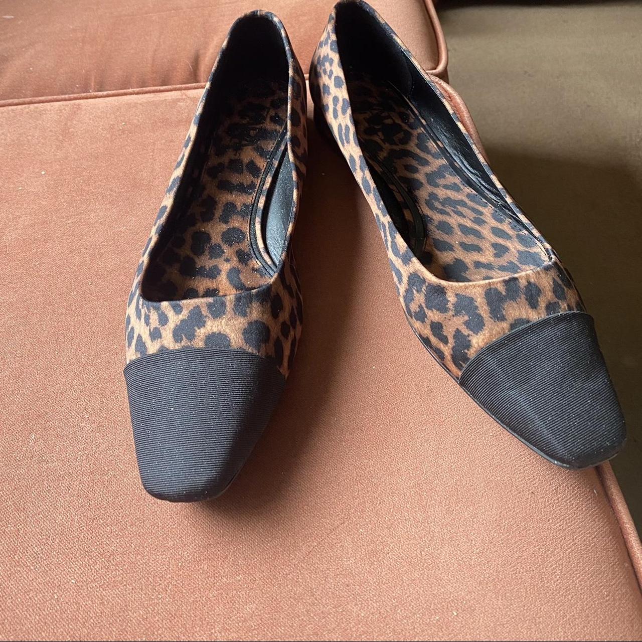 Zara leopard print flat pumps/ballerinas, UK8 Satin... - Depop