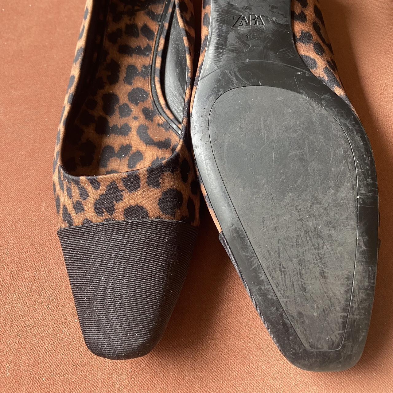 Zara leopard print flat pumps/ballerinas, UK8 Satin... - Depop