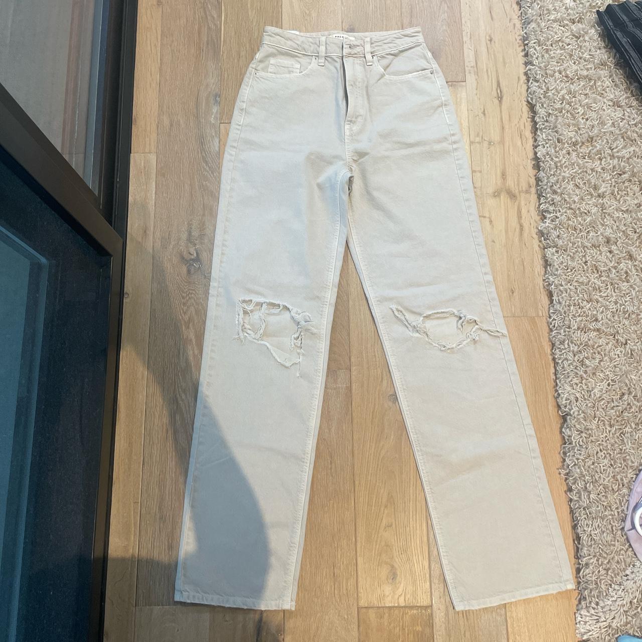 PacSun Women's Cream and Tan Jeans Depop