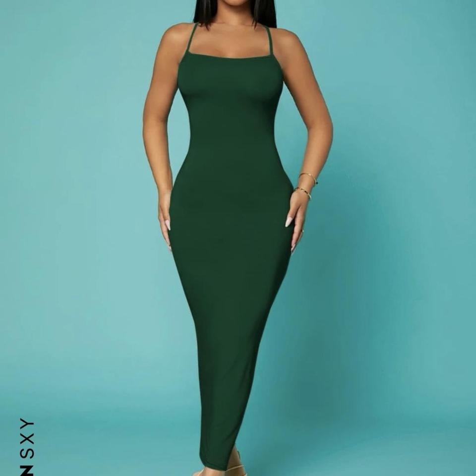 Move Your Body Olive Green Ribbed Bodycon Midi Dress