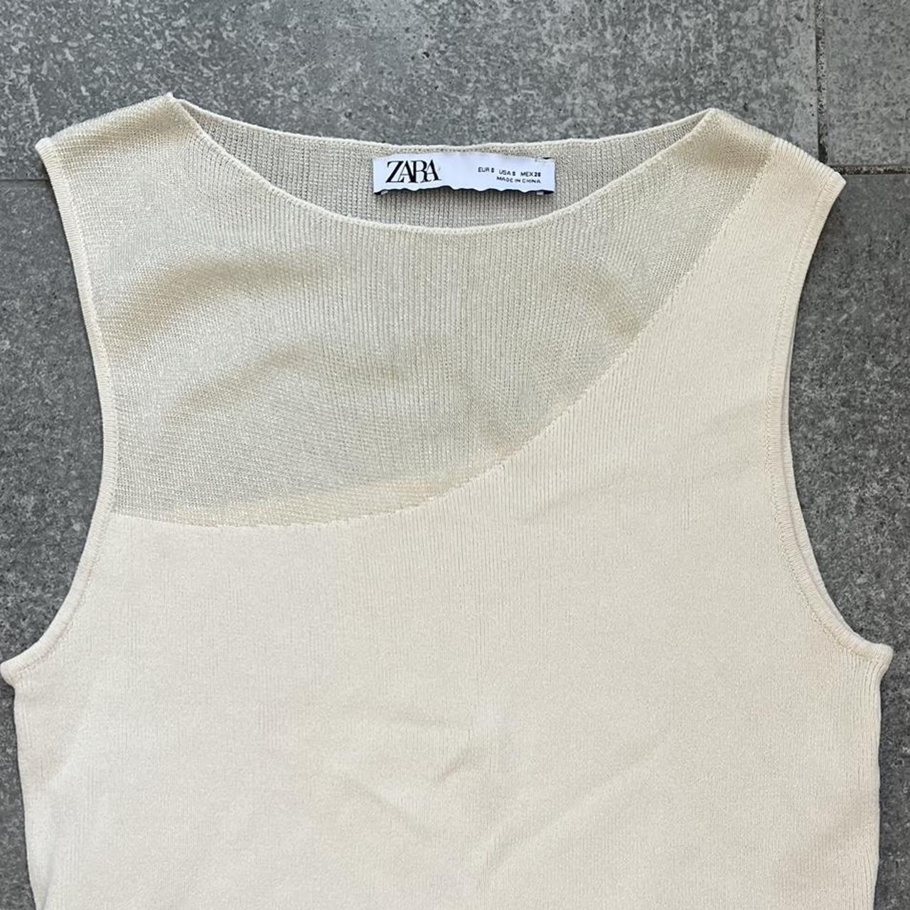 Zara Women S Cream Crop Top Depop