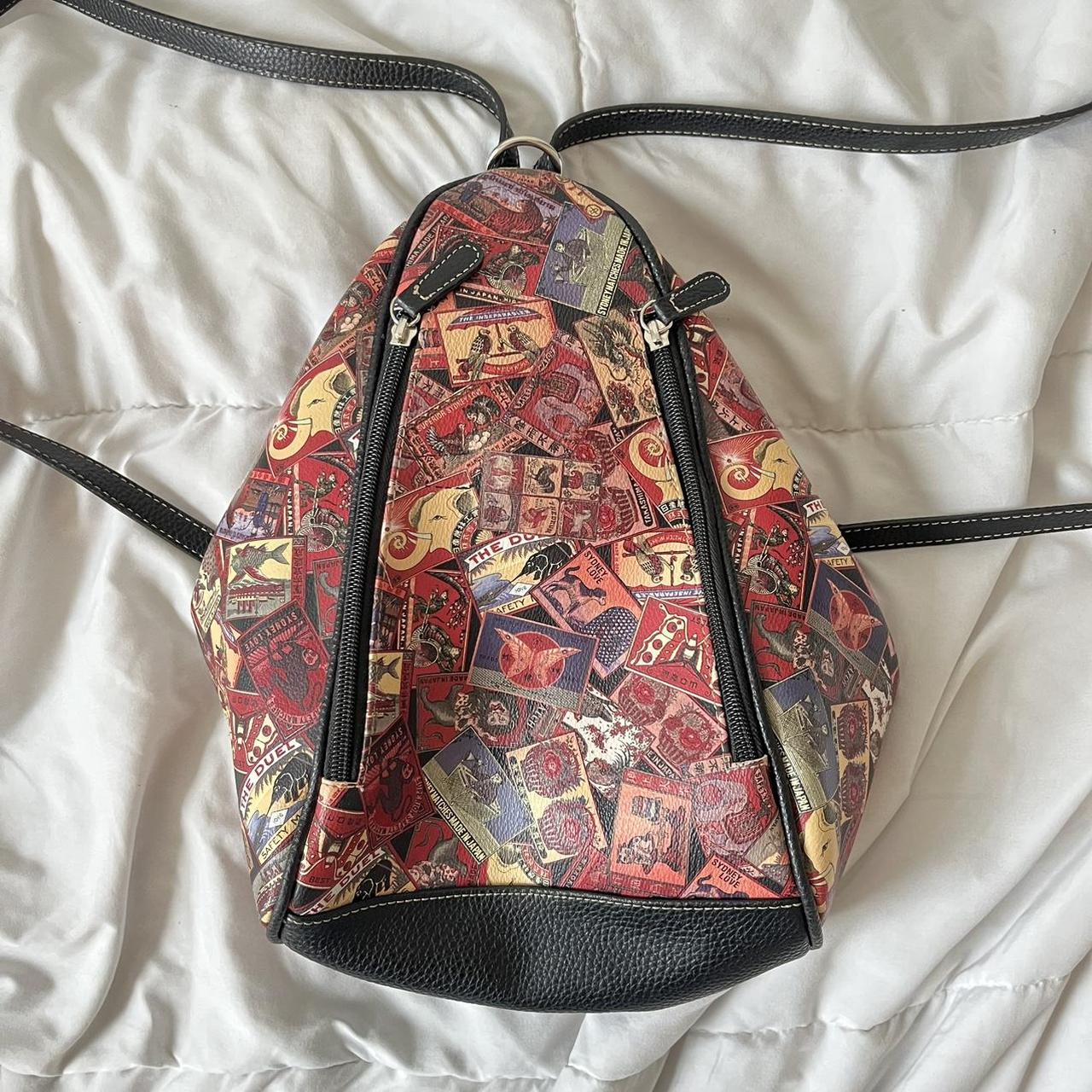 Backpack with vintage stamp pattern - Depop