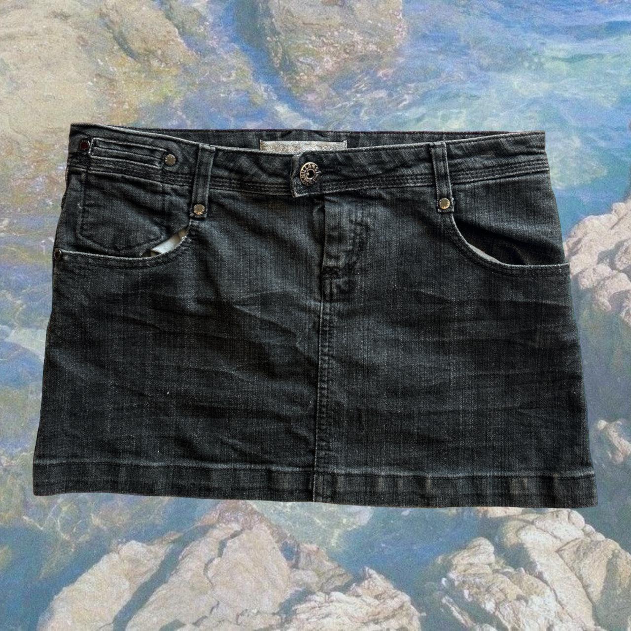 cutest black denim mini skirt. such a staple piece... - Depop