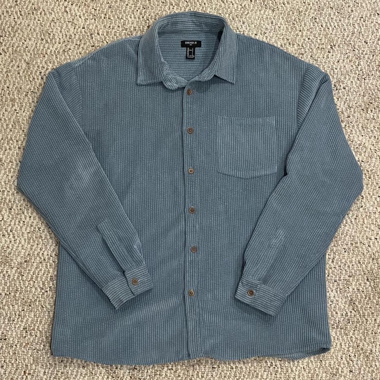 Mens Forever 21 Blue Corduroy Jacket Size Large - Depop