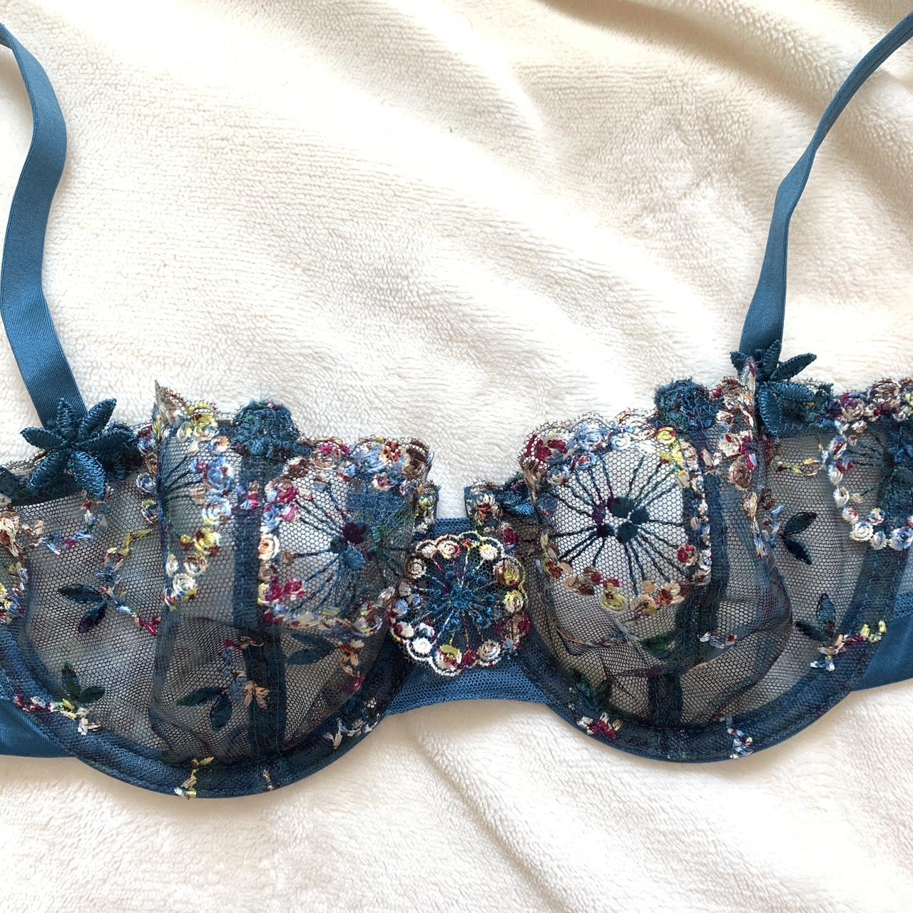 La Perla Women's Blue and Green Bra | Depop