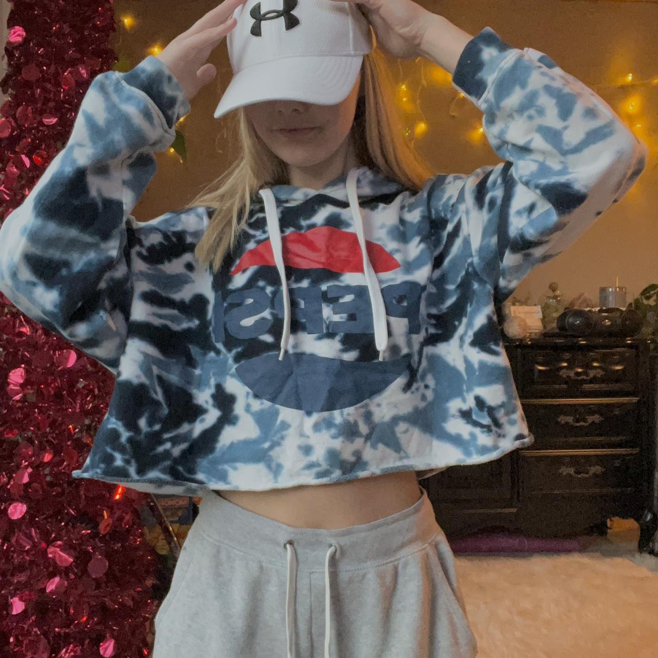 Blue tie dye cropped hot sale hoodie