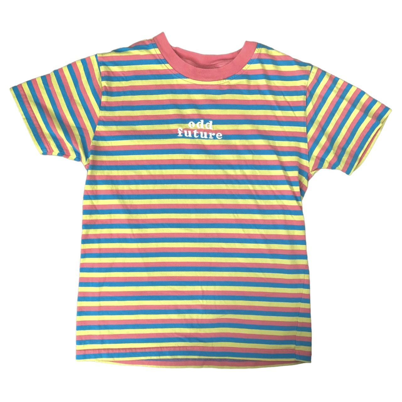 odd future striped t-shirt -pink, blue,... - Depop