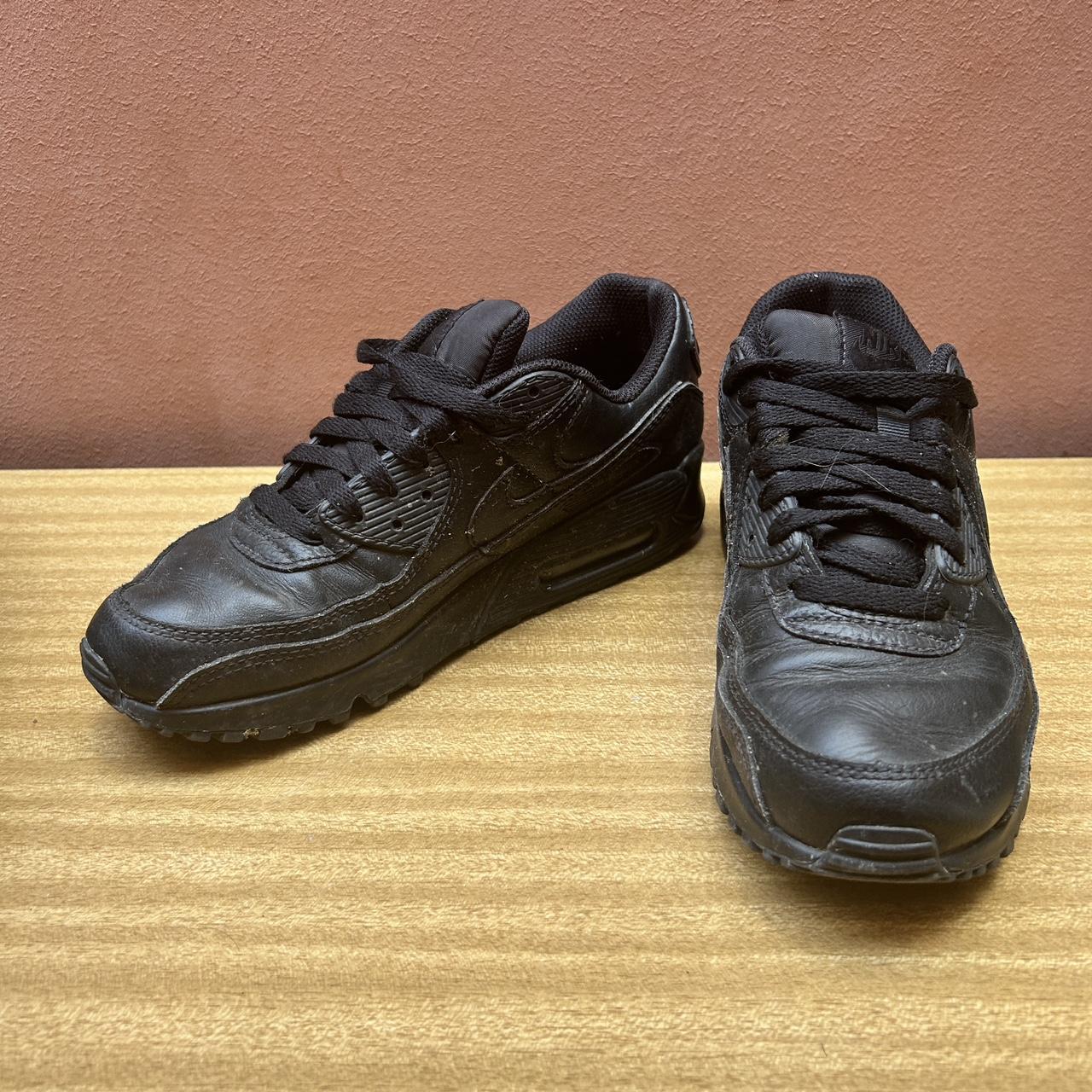 All black Nike air max trainers. Size UK6 EUR40. ... - Depop