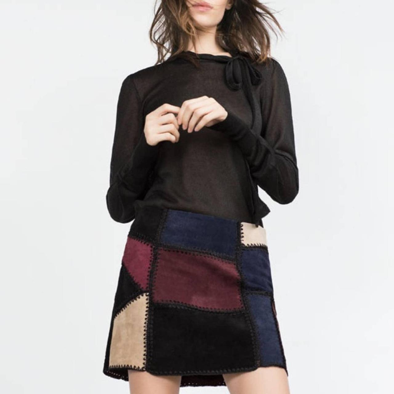 FREE SHIPPING ZARA LEATHER PATCHWORK SKIRT Mini... Depop