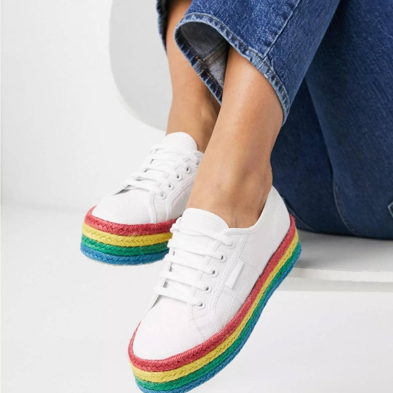 Superga 2790 espadrille shop flatform trainers in white