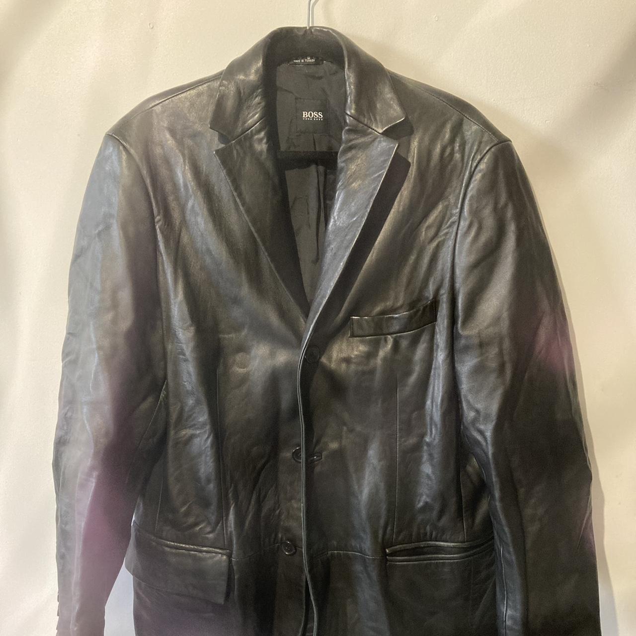 Vintage Leather Jacket Hugo Boss #menswear... - Depop